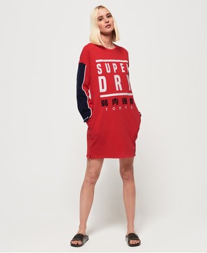 Superdry Panel Graphic Sweat Női Ruhák Piros | AQWML0413